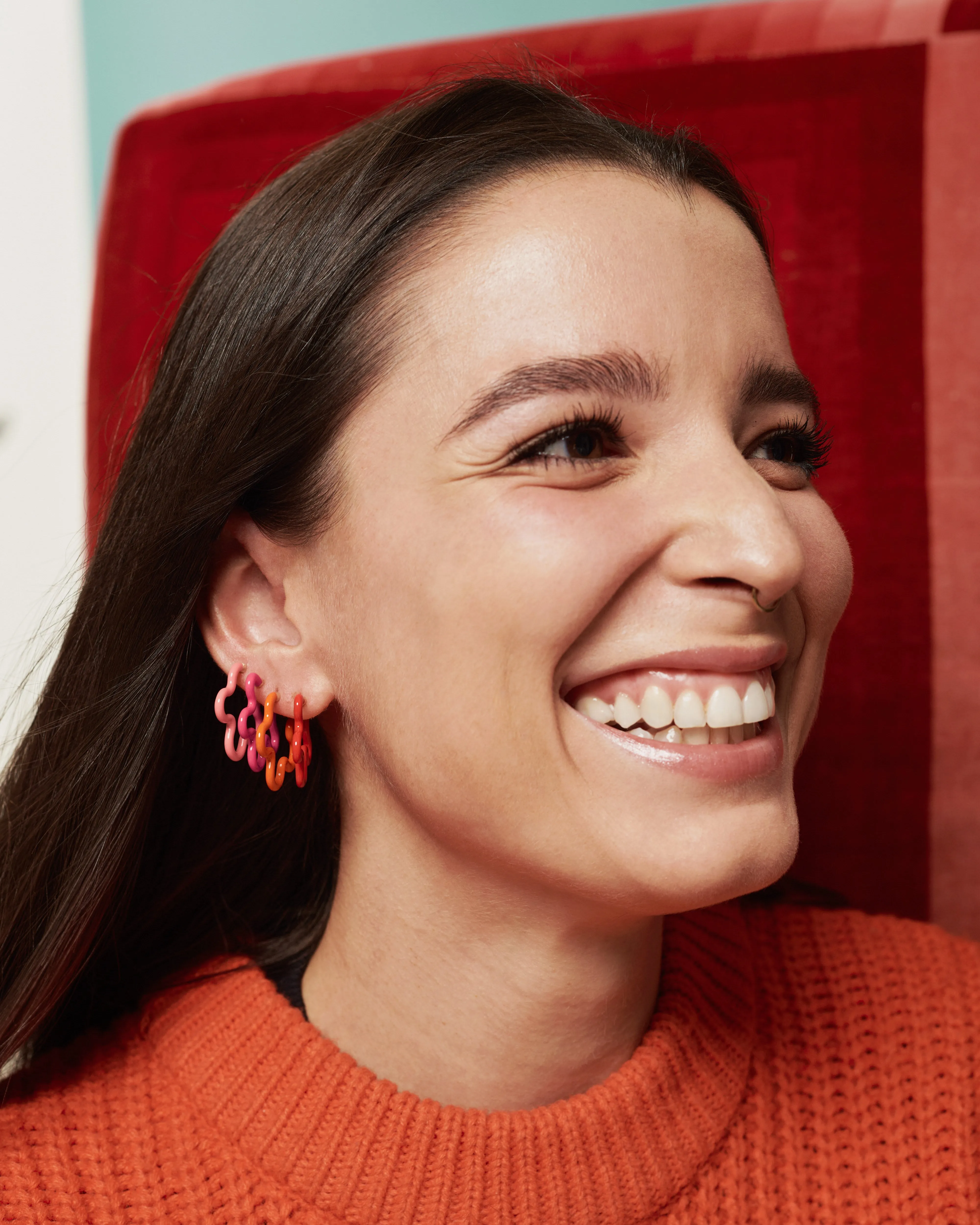 2 TONE FLOWER EARRINGS ~ IN HOT AND LIGHT PINK