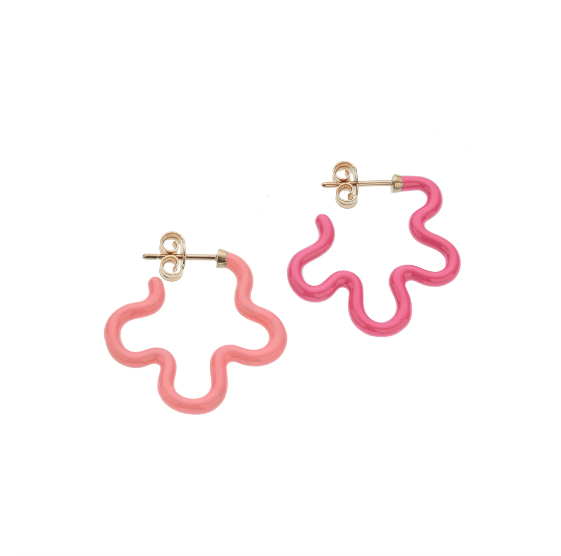 2 TONE FLOWER EARRINGS ~ IN HOT AND LIGHT PINK