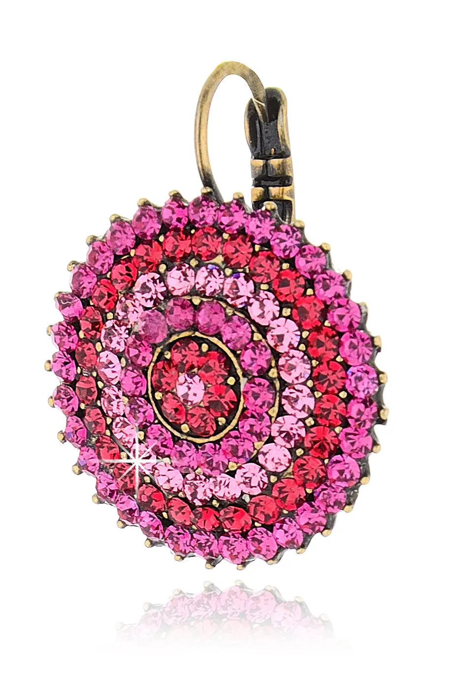 Alba Fuchsia Round Crystal Earrings
