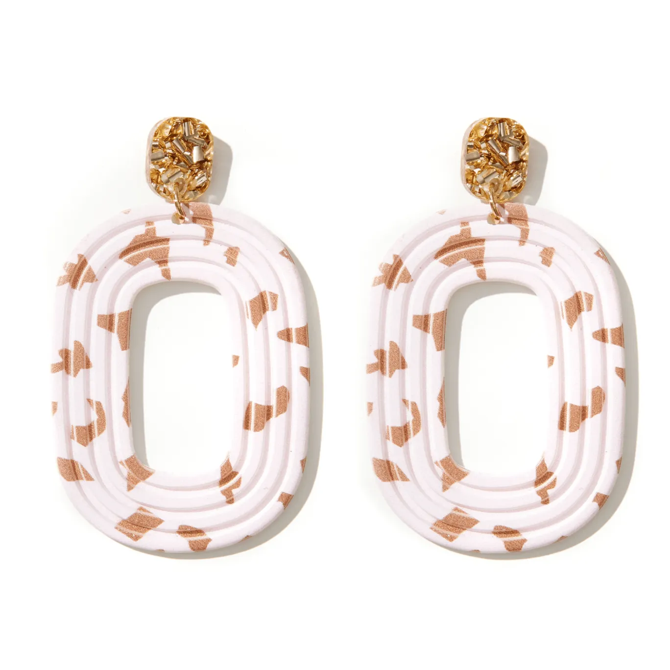 Dora Earrings - Gold   White Pattern