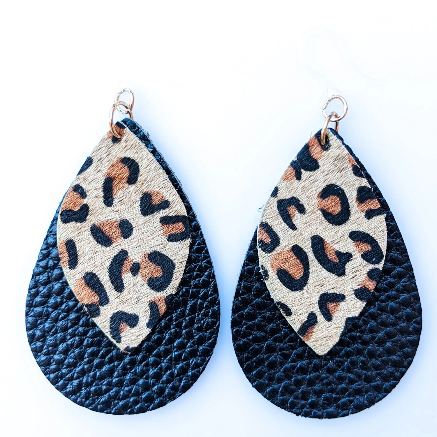 Double Layer Leopard Print Earrings (Teardrop Dangles)