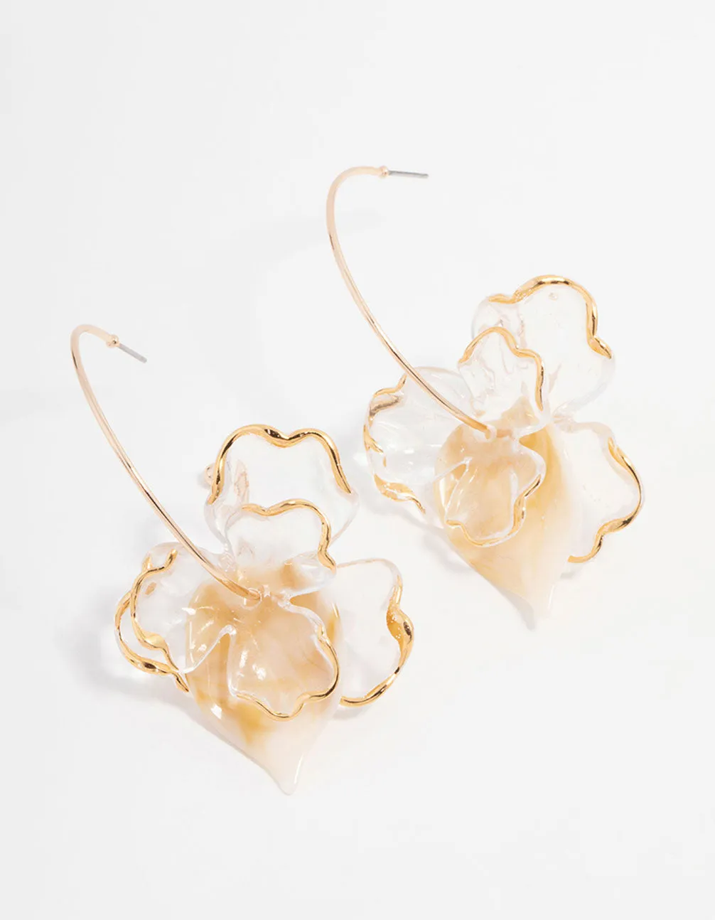Gold Marble Petal Leaf Drop Earrings