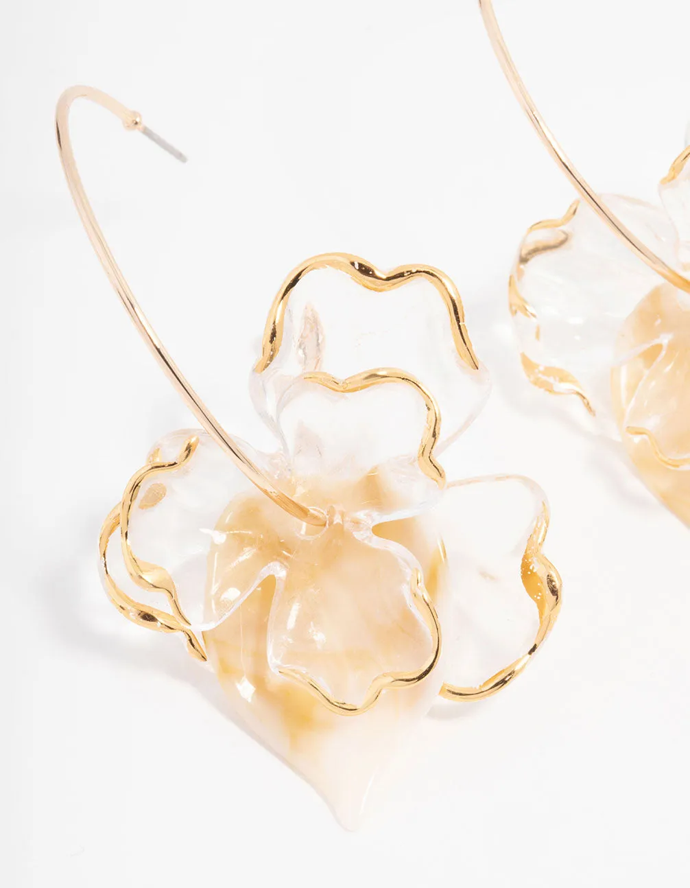 Gold Marble Petal Leaf Drop Earrings