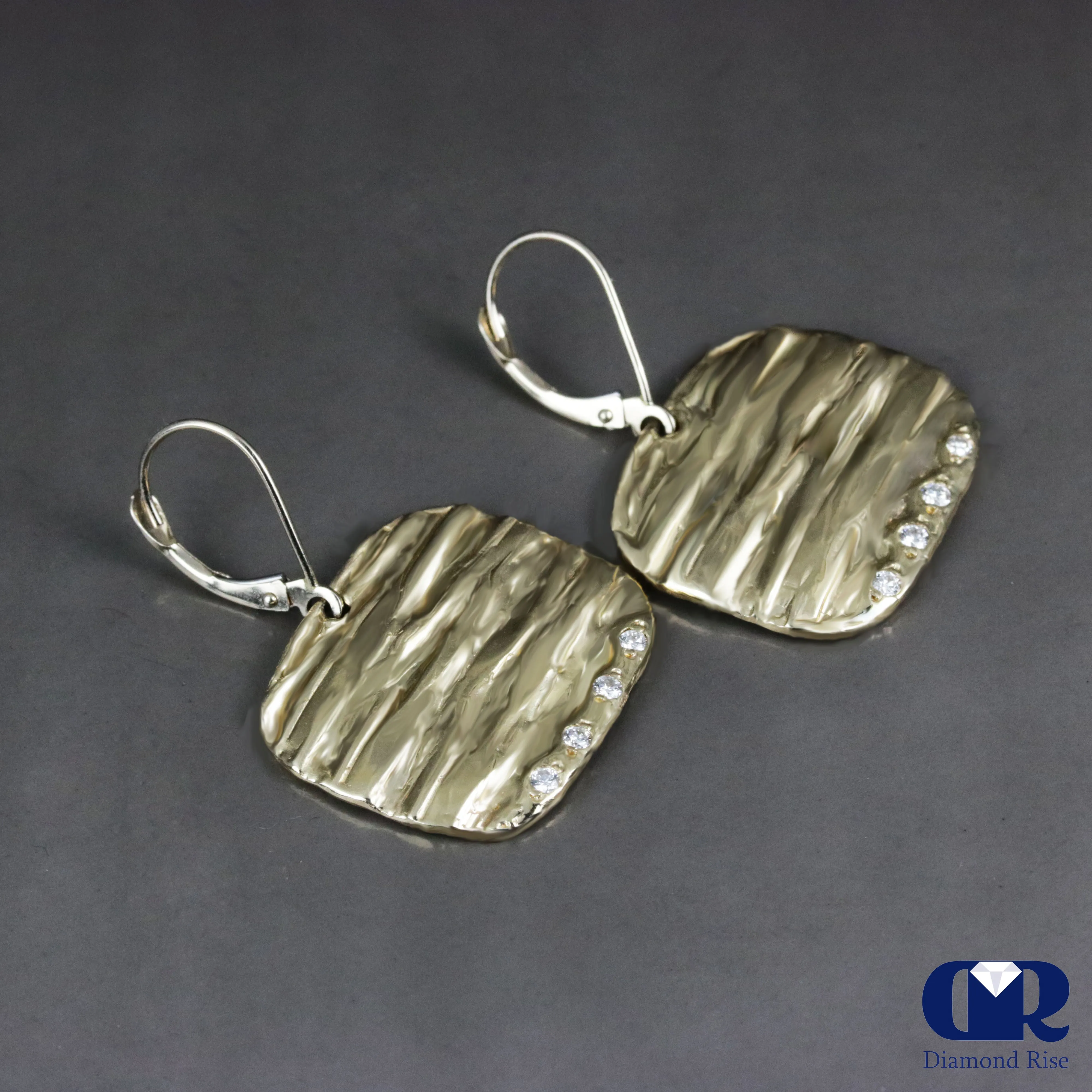 Handmade Diamond Dangle Drop Earrings In 14K Gold