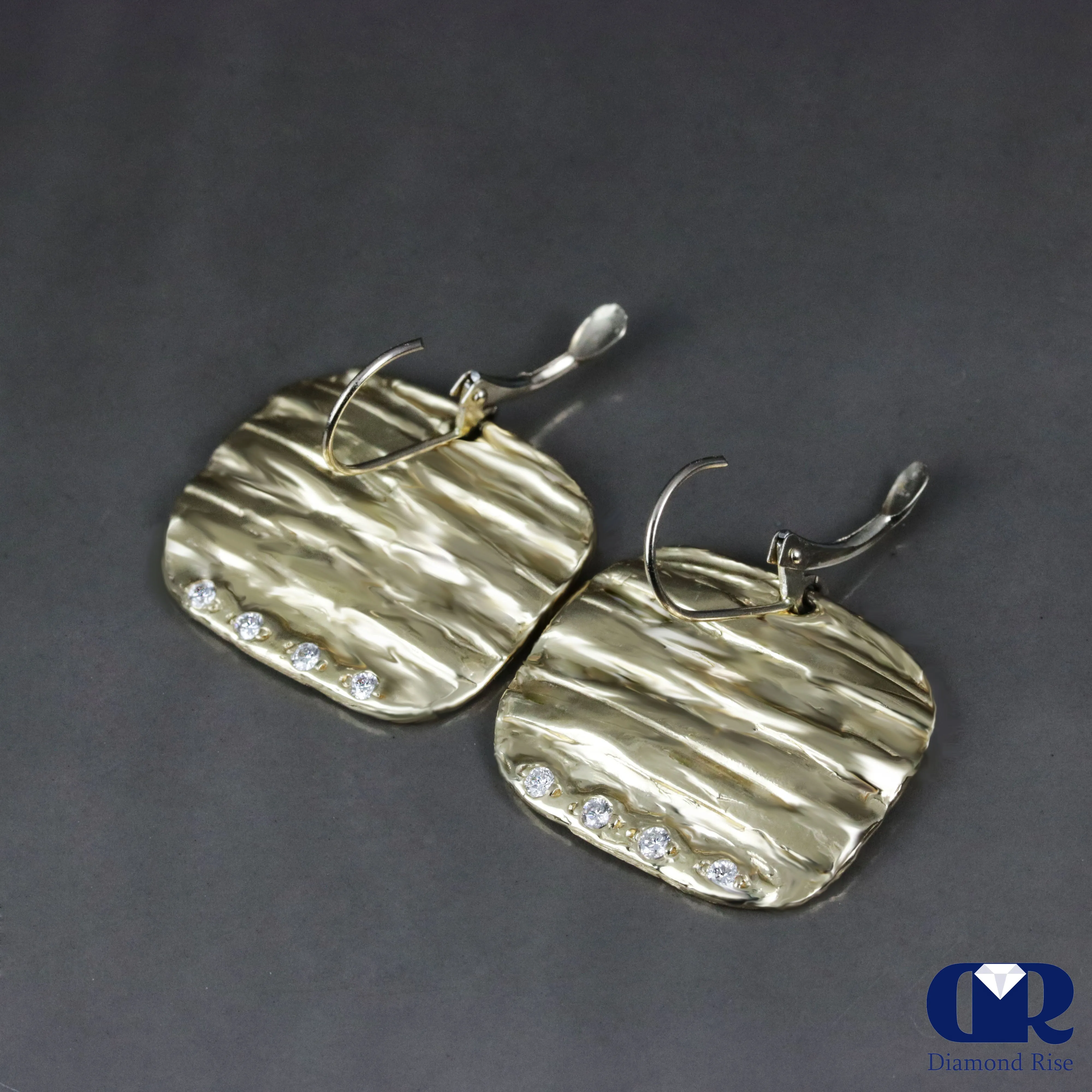 Handmade Diamond Dangle Drop Earrings In 14K Gold