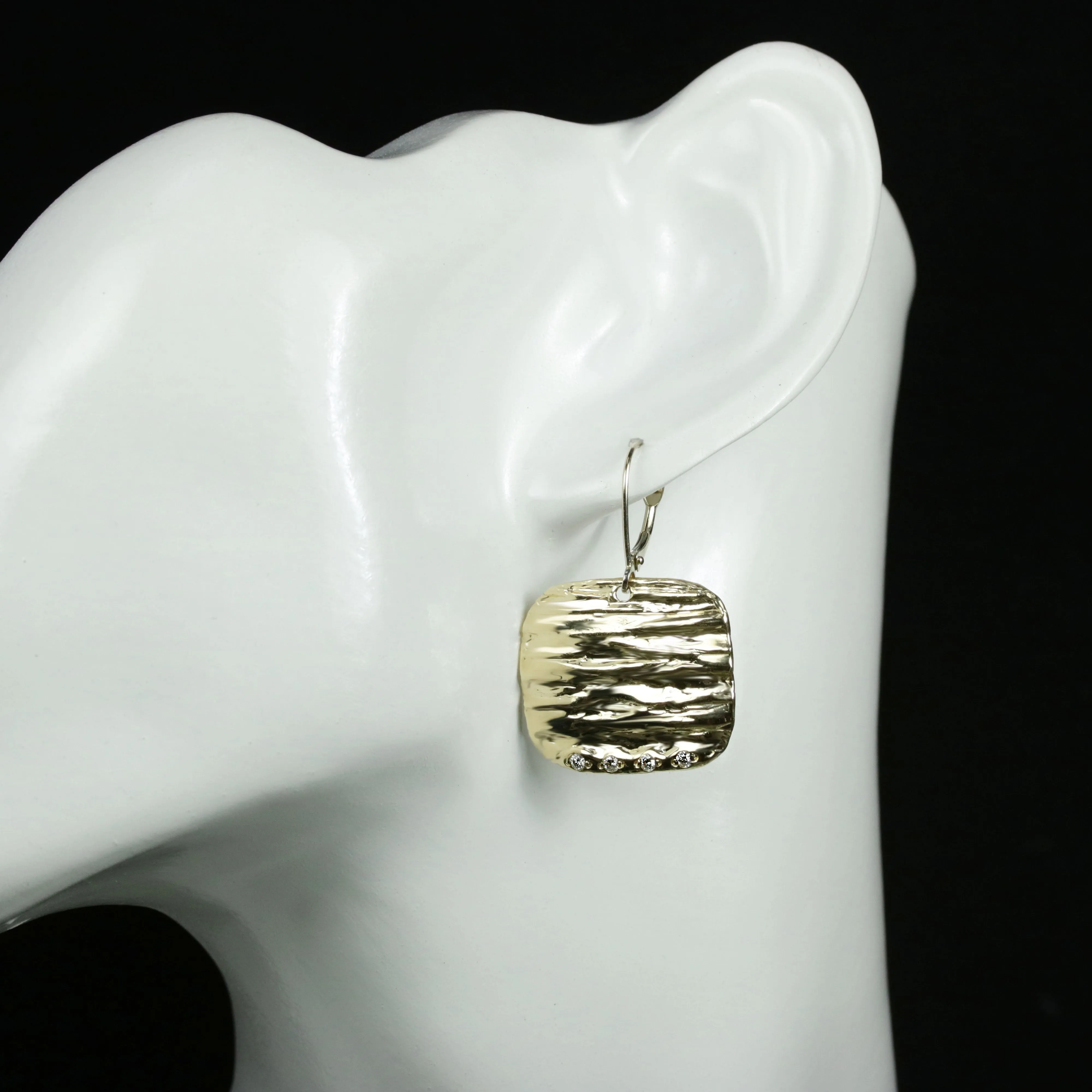 Handmade Diamond Dangle Drop Earrings In 14K Gold