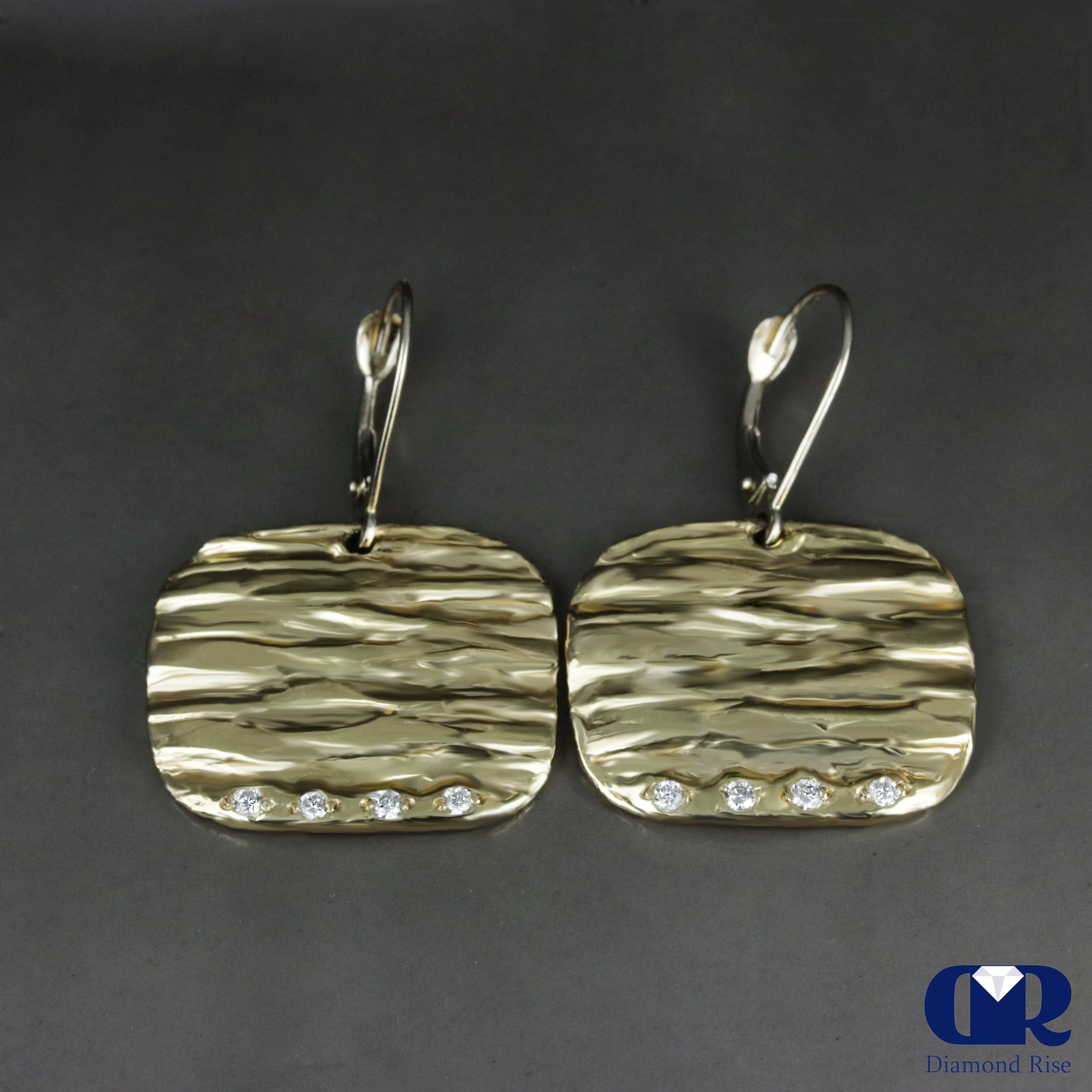 Handmade Diamond Dangle Drop Earrings In 14K Gold