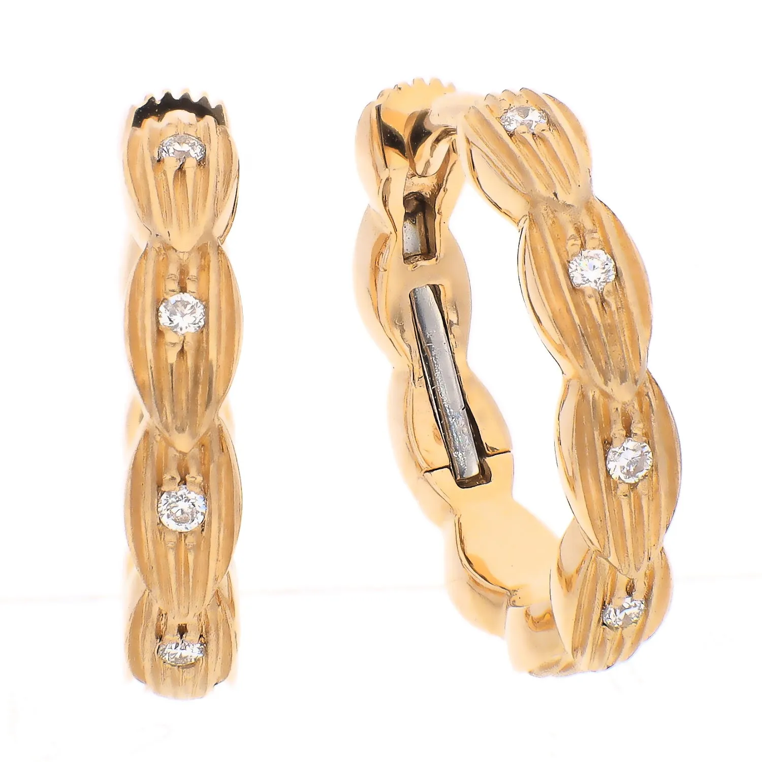 Noam Carver Fine Jewelry 14K Yellow Gold Diamond Hoop Earrings